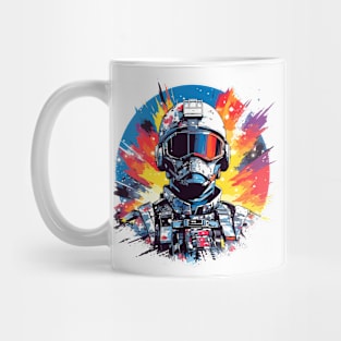 Man With Helmet Video Game Character Futuristic Warrior Portrait  Abstract Mug